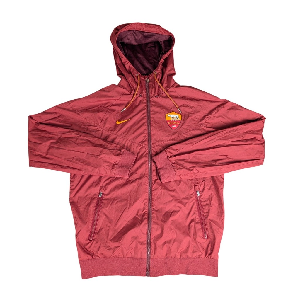 Nike AS Roma Windrunner Jacket Maroon Full Zip Hooded Soccer Windbreaker Mens S